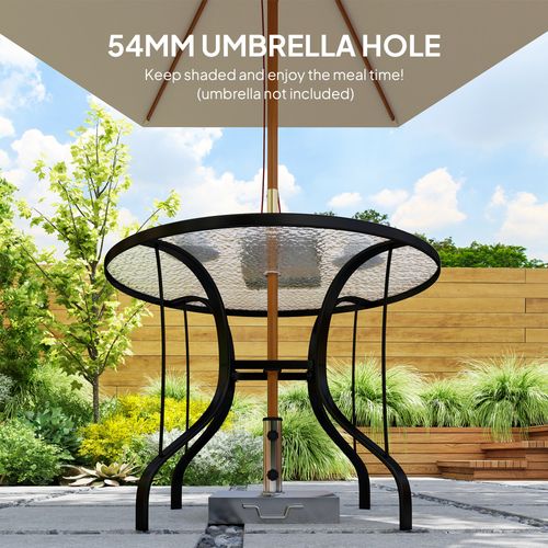 Outsunny Outdoor Dining Table with Parasol Hole, Round, 96.5 x 96.5 x 71 cm