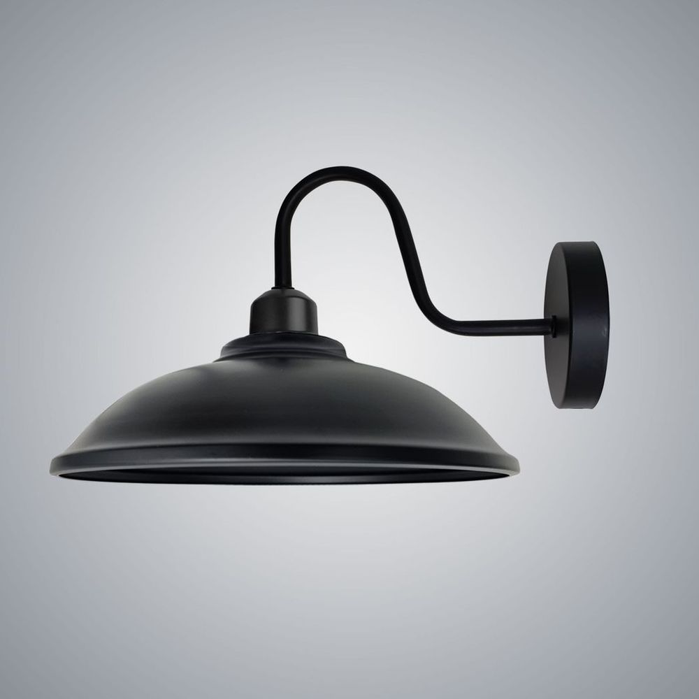 Elegant Black Wall Light Fixture, Vintage Wall Sconce, E27 Base, Dimmable, Hemisphere Shape Shade