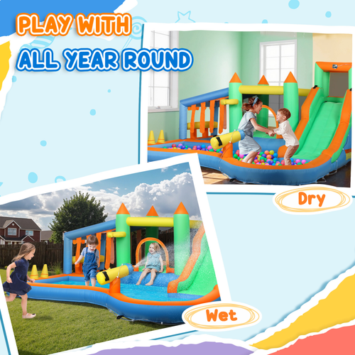 AIYAPLAY Inflatable Bouncy Castle with 680W Blower for Kids, 416x370x195 cm