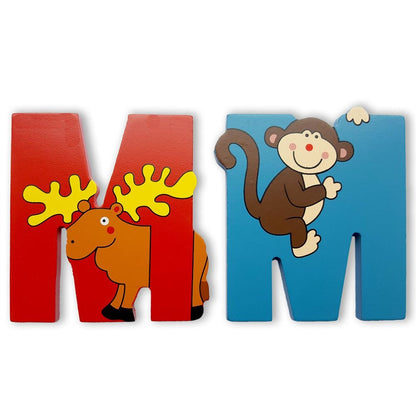 Vinsani Wooden Jungle Animal Upper Case Alphabet Letters Personalised Bedroom Wall Door Name