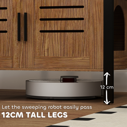 PawHut Cat Litter Box Enclosure w/ Tall Legs, Scratching Board, Dark Brown