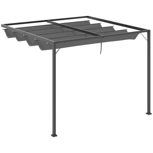 Premium Quality 3x3m Pergola Retractable Canopy Gazebo - Sun Shade, Grey