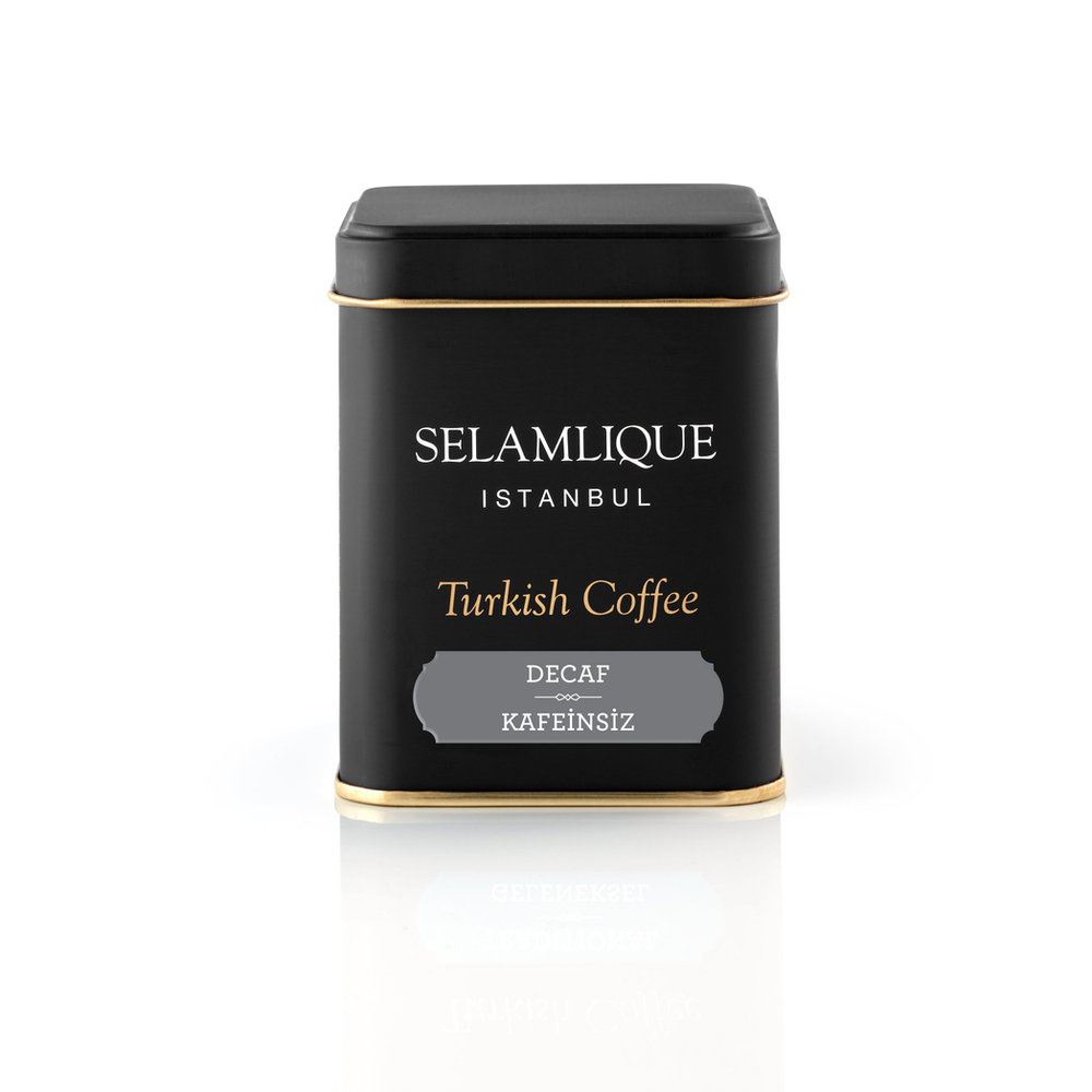 Selamlique Decaffeinated Roasted Ground Turkish Coffee, Turkish Decaf Fine Grind Coffee, 1 Box of 125g