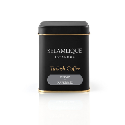 Selamlique Decaffeinated Roasted Ground Turkish Coffee, Turkish Decaf Fine Grind Coffee, 1 Box of 125g