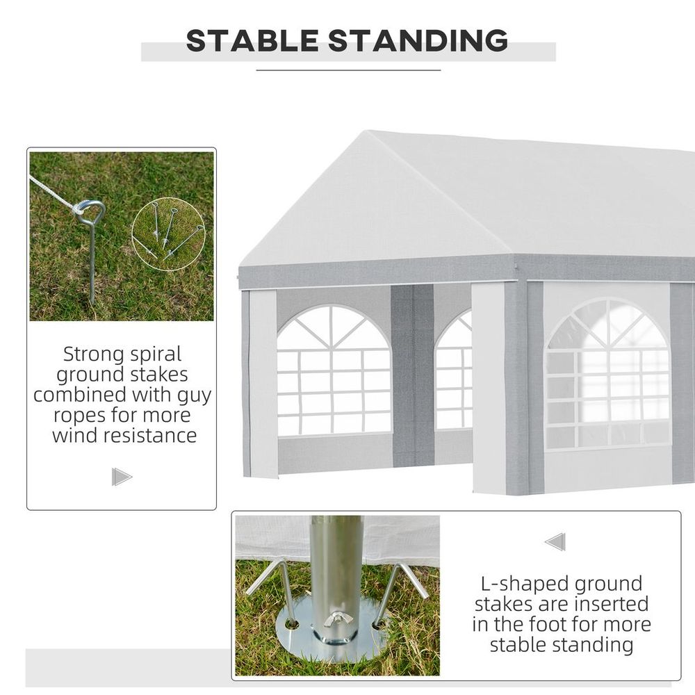 8x4m Party Tent - Marquee Gazebo with Sides, Windows & Doors