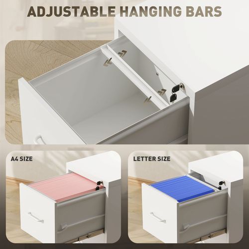 HOMCOM 4 Drawer Filing Cabinet Steel File Cabinet for A4 Letter Size White