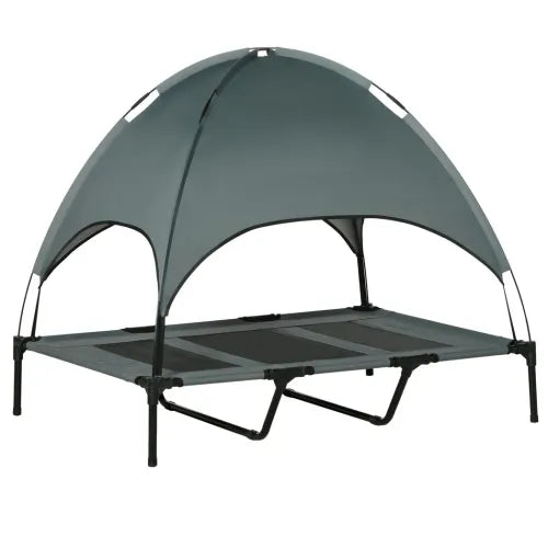 122 cm Elevated Pet Bed Dog Cot Tent with Canopy Instant Shelter Outdoor Grey