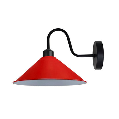 Vintage Wall Light Fixture, Red/Black Wall Sconce, E27 Base Socket, Swan Neck Cone Shade, 110-240V, CE/RoHS Certified