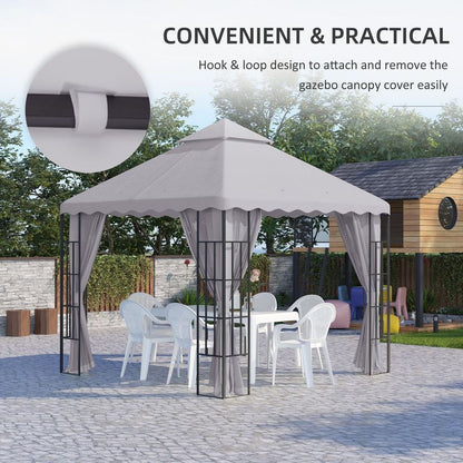High-Quality 3x3m Gazebo Canopy Replacement Cover, 2-Tier Roof, Grey - Protect & Refresh Your Outdoor Space!