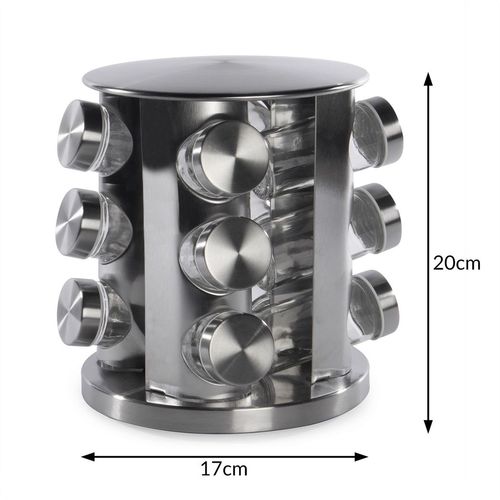 Revolving Spice Rack with 12 Glass Jars Included | M&W