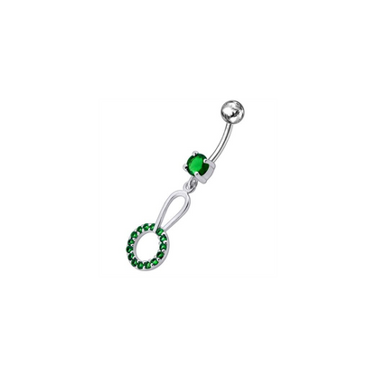 Jeweled Fancy Dangling SS Curved Navel Ring