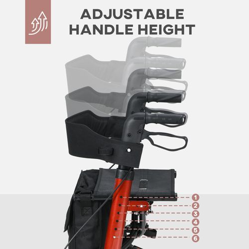 4 Wheel Rollator Walker with Seat Adjustable Mobility Walker with Bag