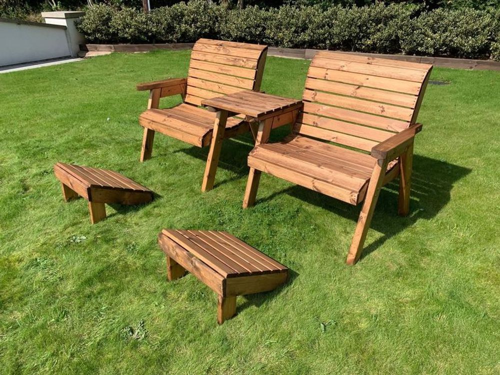 Premium British-Made Grand Twin Set w/ Footstools - High Quality & Sustainable Wood