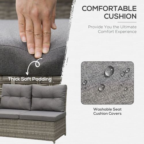 Outsunny 6 PCs Rattan Garden Furniture Sectional Conversation Corner Sofa