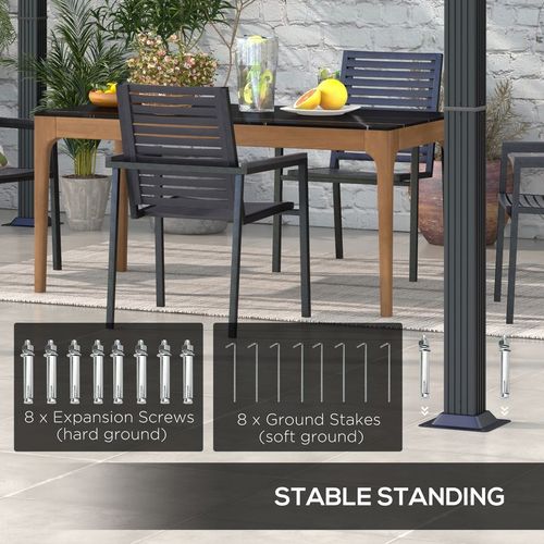 Outsunny 3 x 4m Pergola with Retractable Roof and Aluminium Frame, Grey