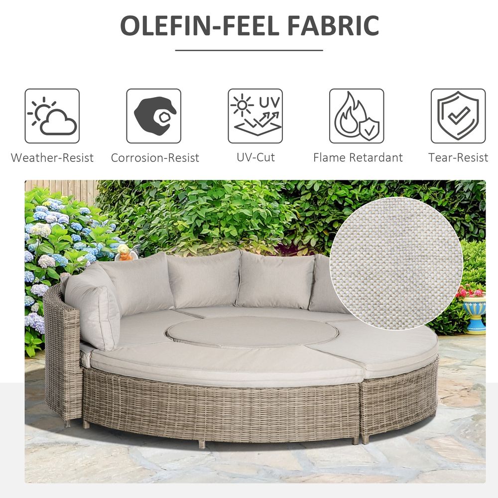 Transformable 8-Seater Rattan DaybedTable | Premium Quality with Olefin Cushion