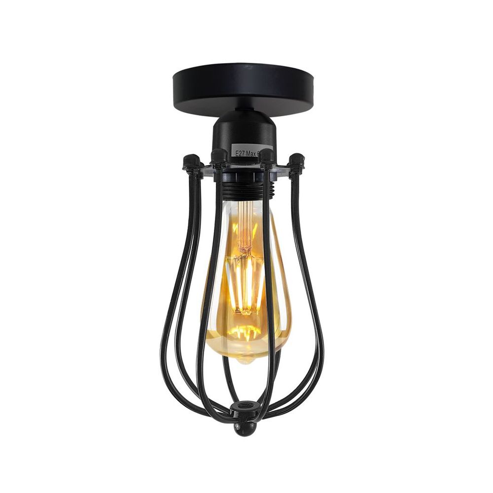 Vintage Industrial Geometric Balloon Shaped Wire Cage Light  Lighting Bulb Holder