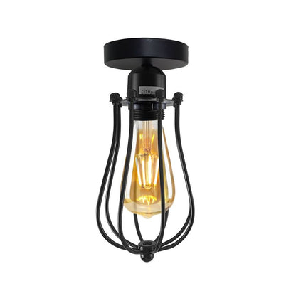 Vintage Industrial Geometric Balloon Shaped Wire Cage Light  Lighting Bulb Holder