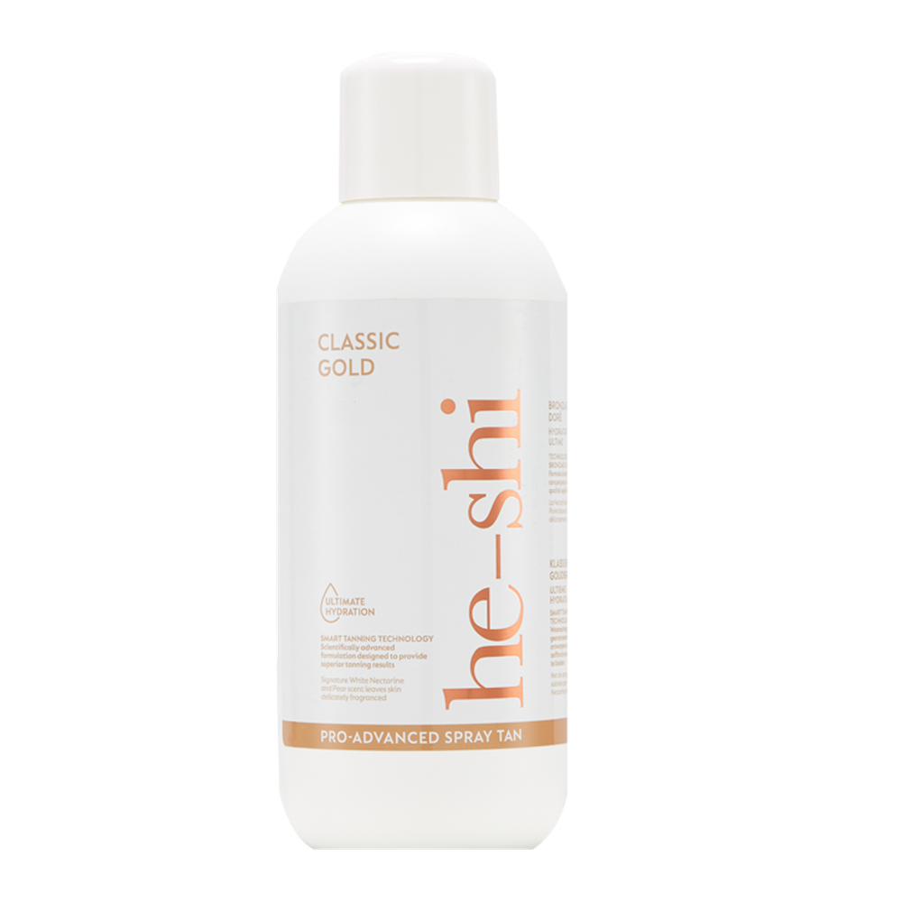 High Performance He-Shi Gold Spraytan - 1L (8%) - Medium - No Smell Self Tan