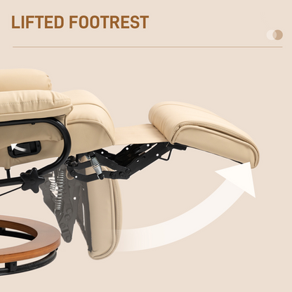 HOMCOM PU Leather Reclining Armchair with Footrest for Living Room, Beige