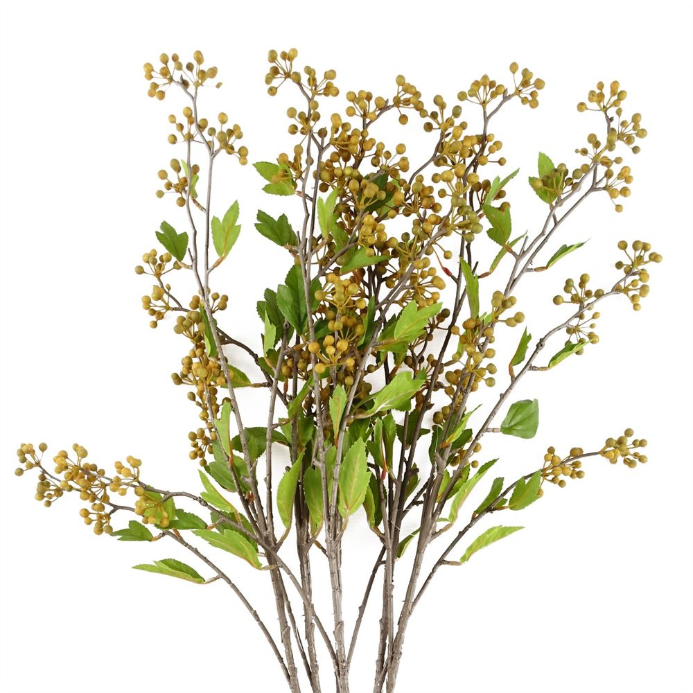 Vibrant Pack of 6 Artificial Yellow Berry Stems - Premium Quality, 90cm Height