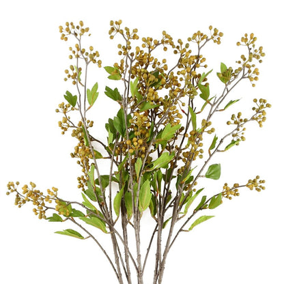 Vibrant Pack of 6 Artificial Yellow Berry Stems - Premium Quality, 90cm Height