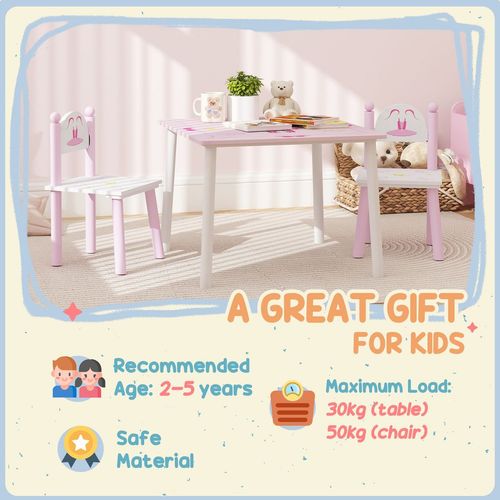 AIYAPLAY Princess Design Toddler Table and 2 Chairs Set, for Playroom