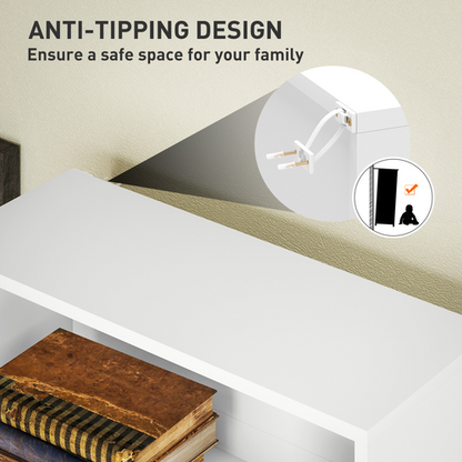 6-Tier Bookshelf, Freestanding Bookcase with Adjustable Shelves, White