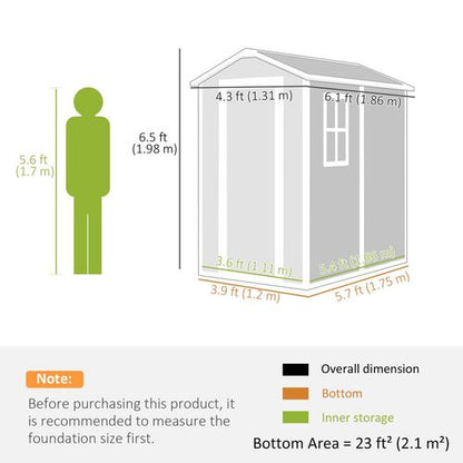 Outsunny 4 x 6ft Plastic Garden Shed with Floor, Window and Lockable Door