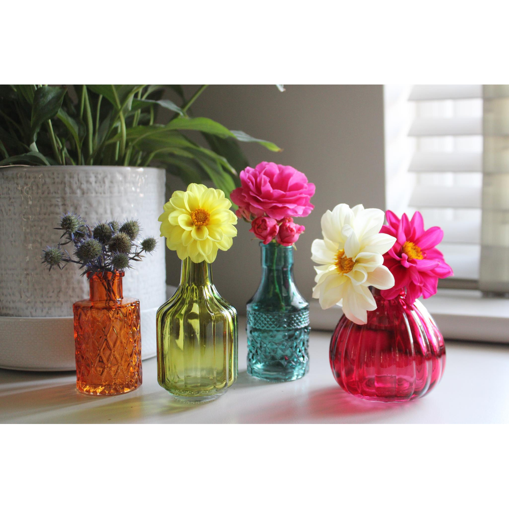 Premium Boho Posy Vase Bottles - Set of 4 | High-quality Glass | Stunning Décor