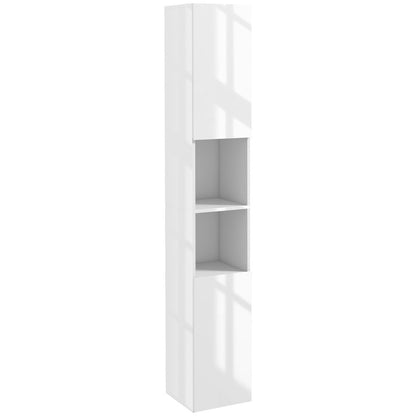 kleankin High Gloss Bathroom Floor Cabinet Storage Cupboard with Doors