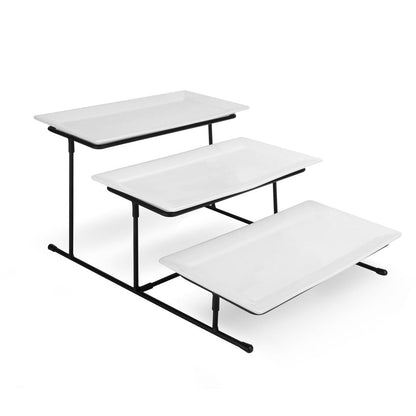 3 Tier Serving Set Platters | Maison & White | Sturdy Stand | Ceramic Plates | Ideal for Parties | High-Quality