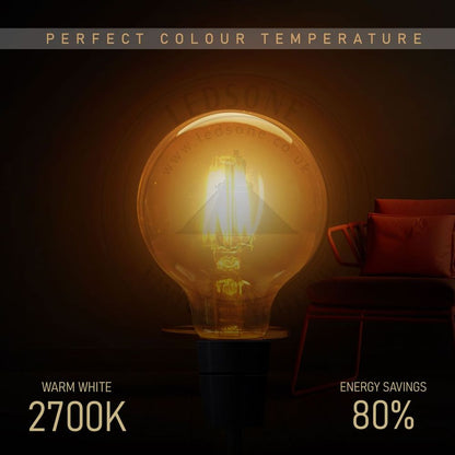 6 Pack E27 LED Edison Dimmable Vintage Amber Glass Warm white 2700K Light Bulbs