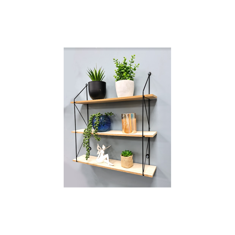 SHLEDECOR 3 Tier Floating Shelf Wall Shelves for Bedroom Wall Mounted Bookcase Hanging Shelves Bookshelf Book Shelves for Living Room Display Wooden Shelving Unit BLACK Metal Wire