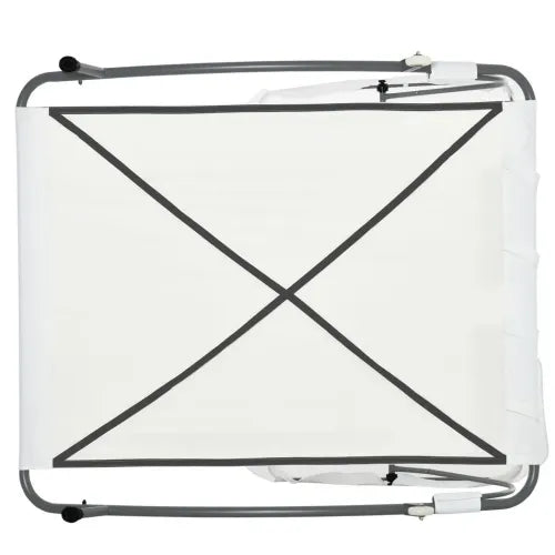 Double Hammock Sun Lounger Bed Canopy Shelter Wheels 2 Pillows Cream White