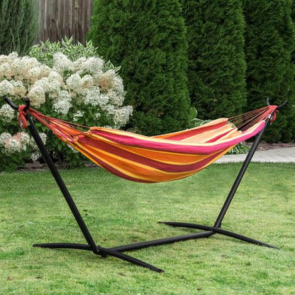 277 x 121cm Hammock & Stand Camping Hammock & Carrying Bag, 120kg, Red Stripe