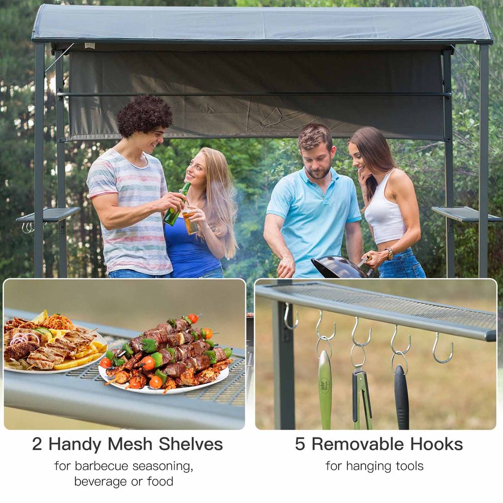 Metal Frame Outdoor BBQ Canopy - Stay Cool and Grill Like a Pro!