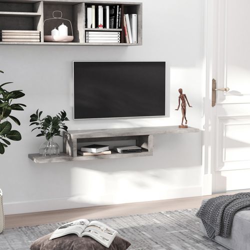 HOMCOM Wall Mounted Media Console, Floating TV Stand Component Shelf