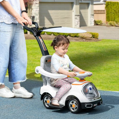 AIYAPLAY 3 in 1 Ride on Push Car, Cartoon Robot Foot to Floor Slider - White
