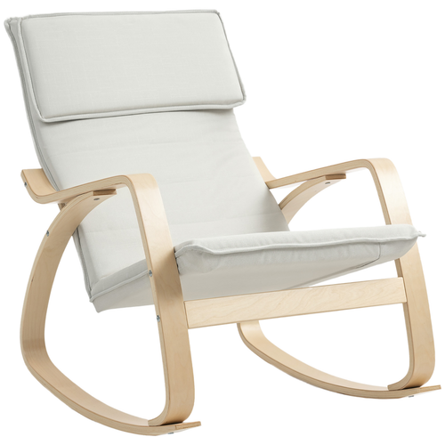 HOMCOM Comfortable Relax Rocking Chair with High Back, Cream White