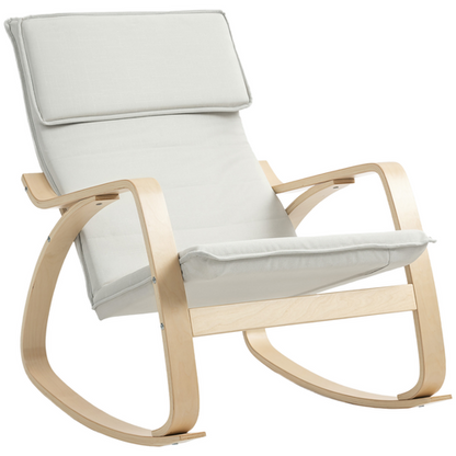 HOMCOM Comfortable Relax Rocking Chair with High Back, Cream White