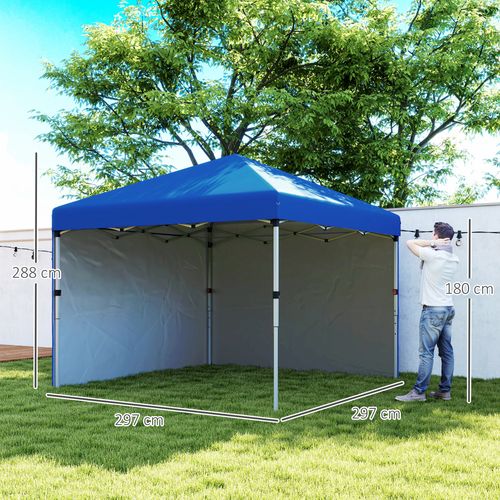 Outsunny 3x3 (M) Pop Up Gazebo Party Tent w/ 2 Sidewalls, Weight Bags Blue