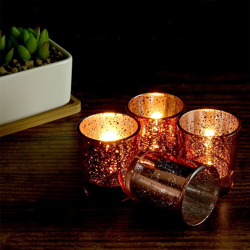 Rose Gold Speckled Tea Light Holders - Set of 12 | M&W