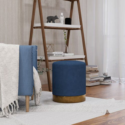 HOMCOM Modern Round Footstool, Fabric Upholstered Foot Rest