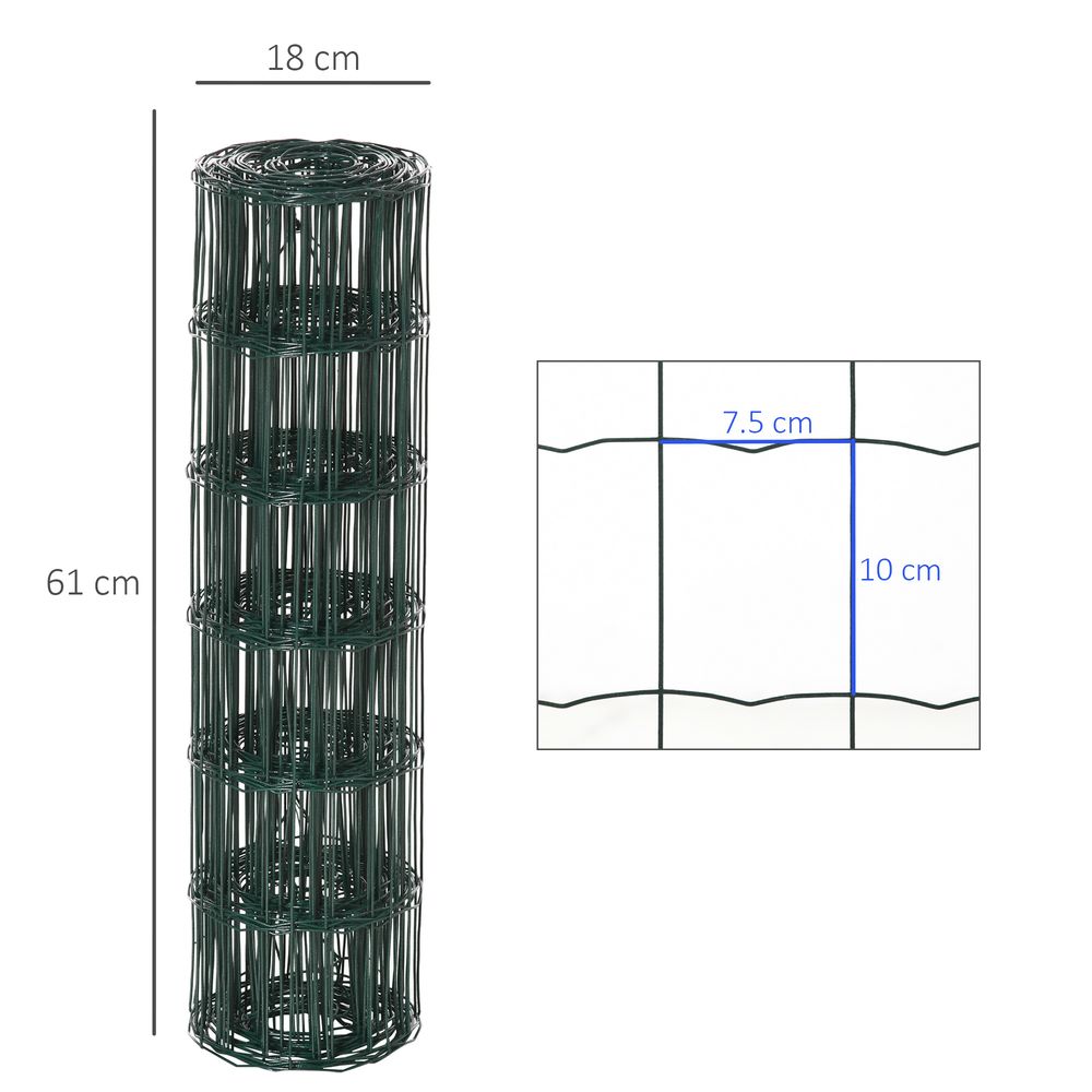 PawHut 0.6Mx10M Chicken Wire Mesh Rabbit Poultry Animal Fence PVC Coated Netting