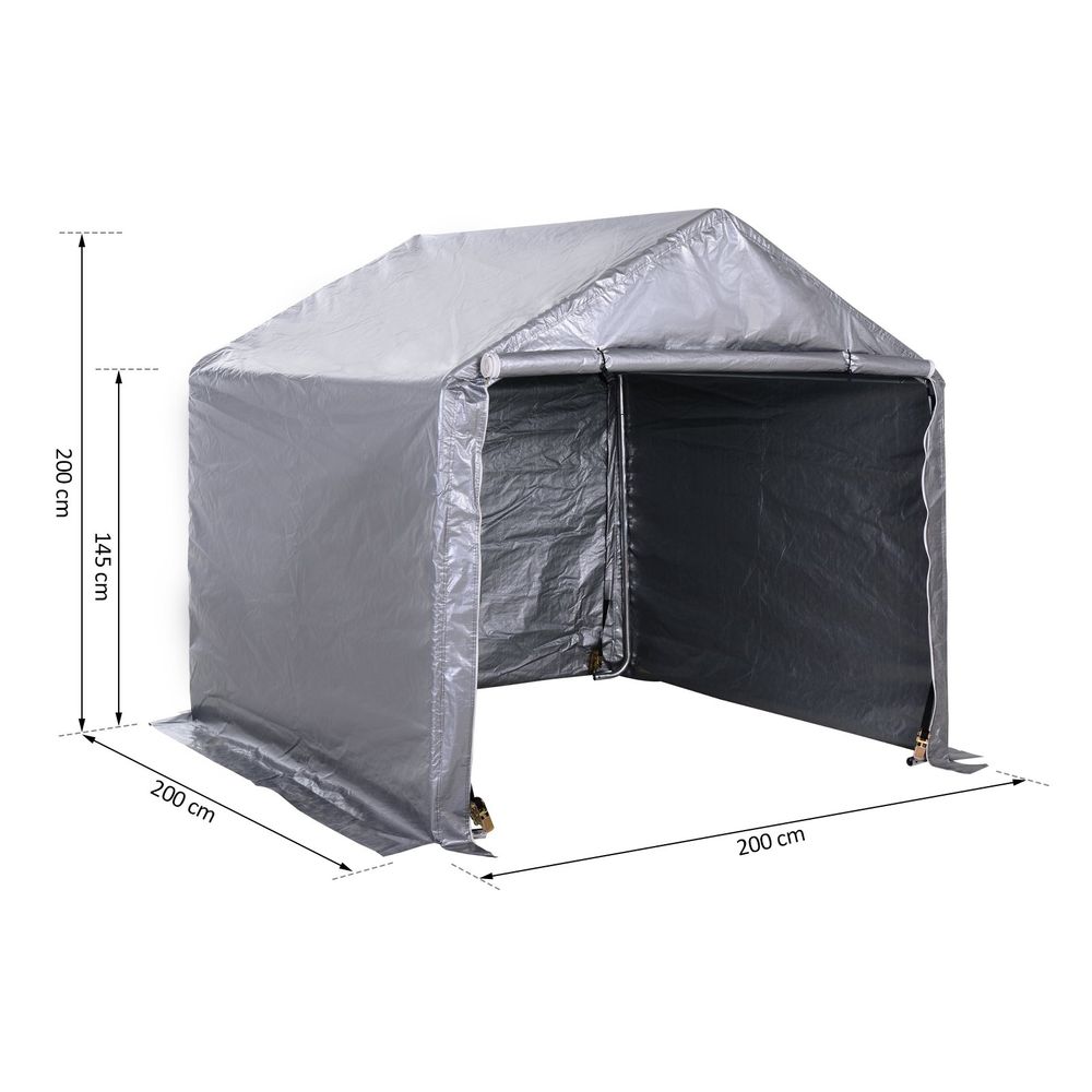 High-Quality 2m x 2m Outdoor Carport Canopy | Galvanized Steel | Waterproof | Grey