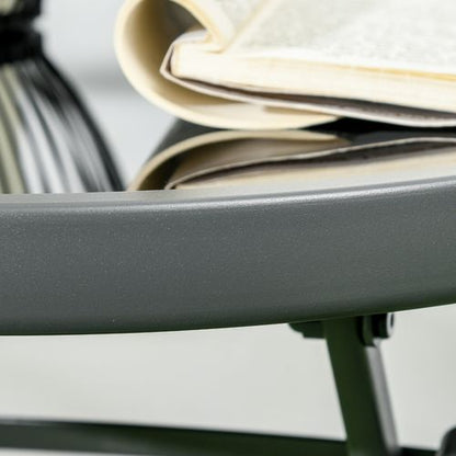 Outsunny Patio Bistro Set Folding Chairs & Coffee Table for Balcony, Brown