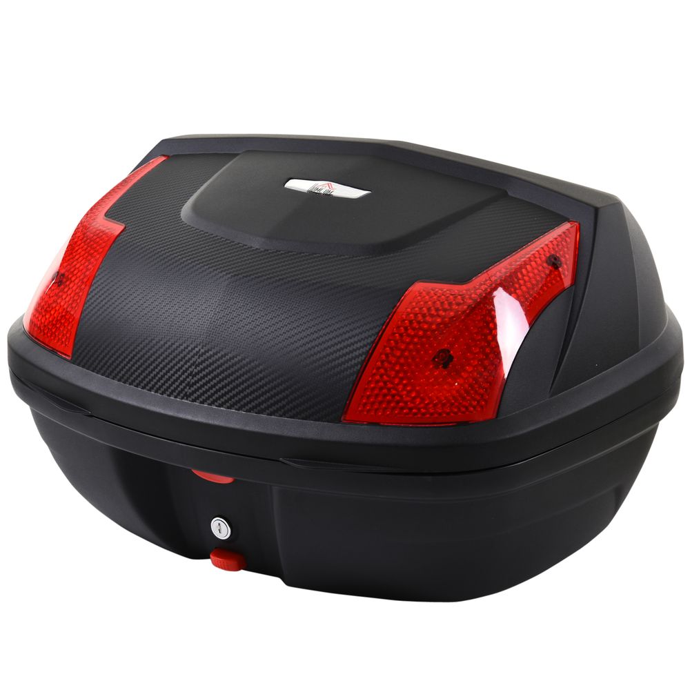 HOMCOM 48L Motorcycle Trunk Travel Luggage Storage Box Motorbike Accessory Large Storage Space for 2 Half Helmet - Black