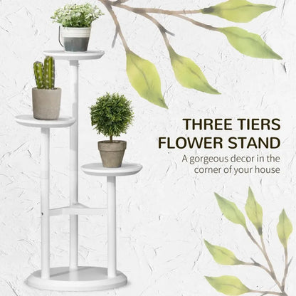 High-Quality 3 Tiered Bamboo Plant Stand - Indoor/Outdoor - White