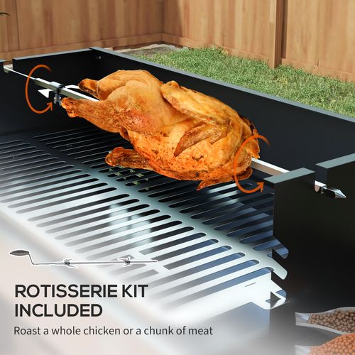 Outsunny Charcoal Spit Roasting Machine w/ 3-Tier Grill Grate & Foldable Shelves